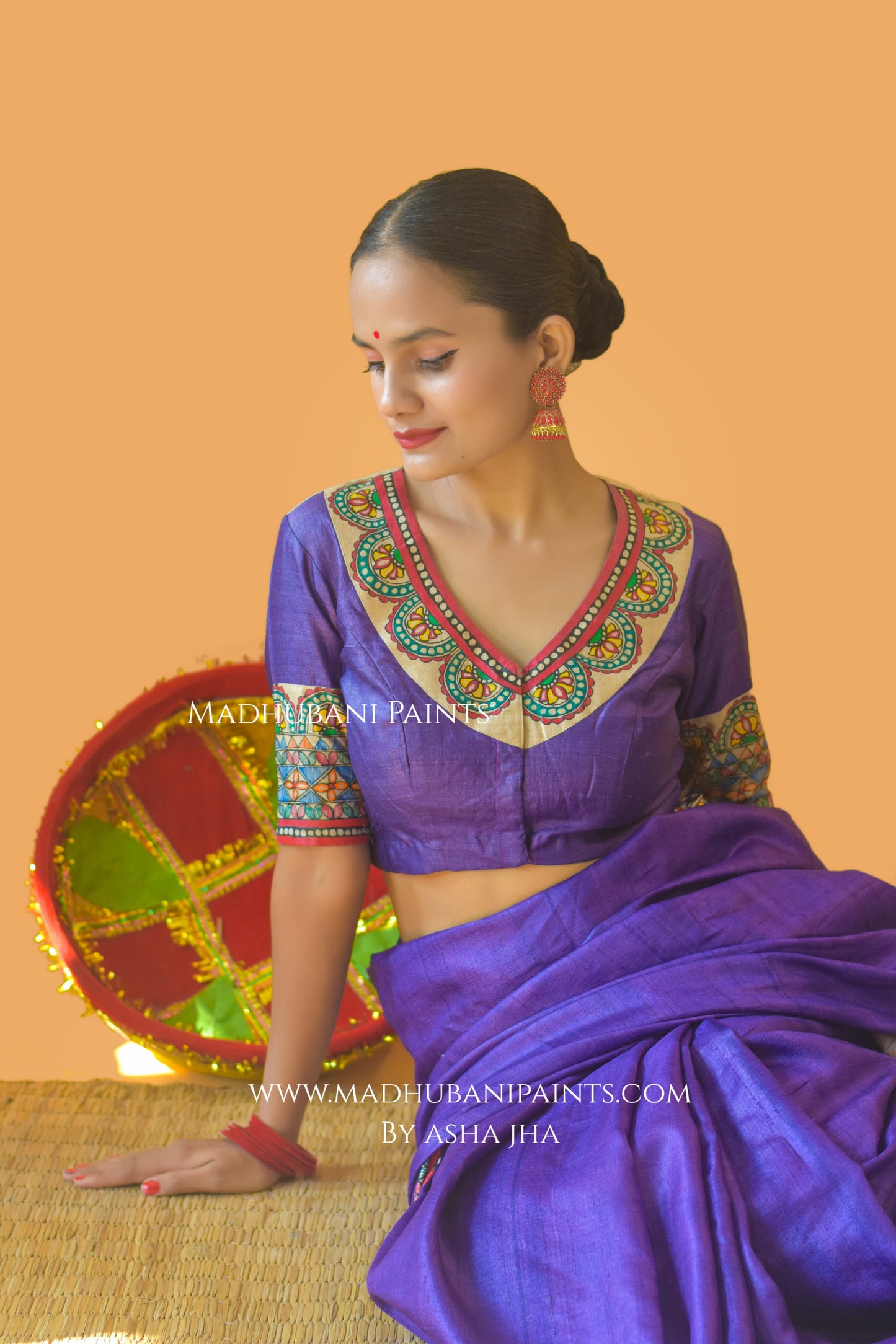 'MANOHARA' Tussar Silk Hand-Painted Madhubani Blouse