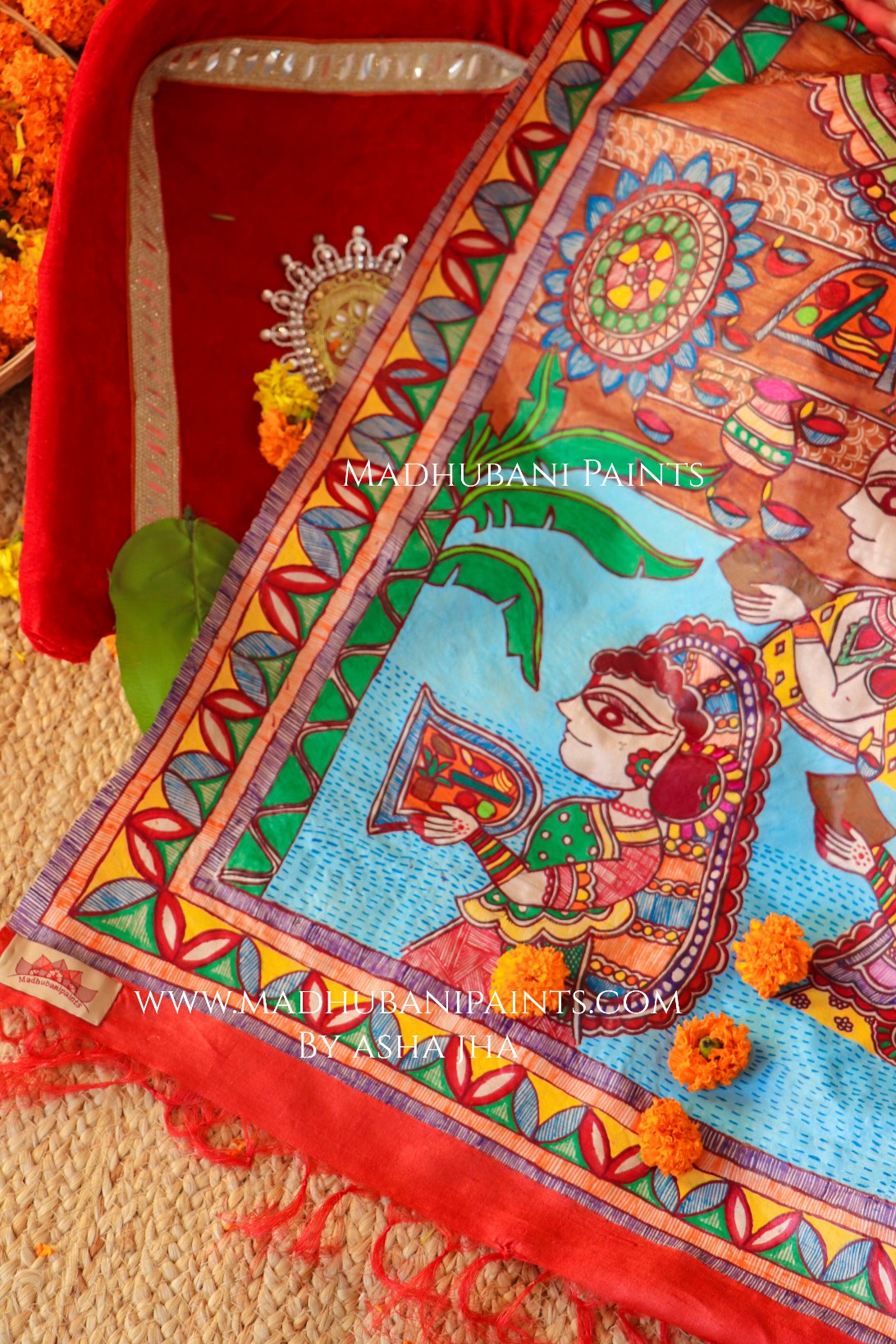 CHHATH POOJA SHAKTI Handpainted Madhubani Tussar Silk Saree