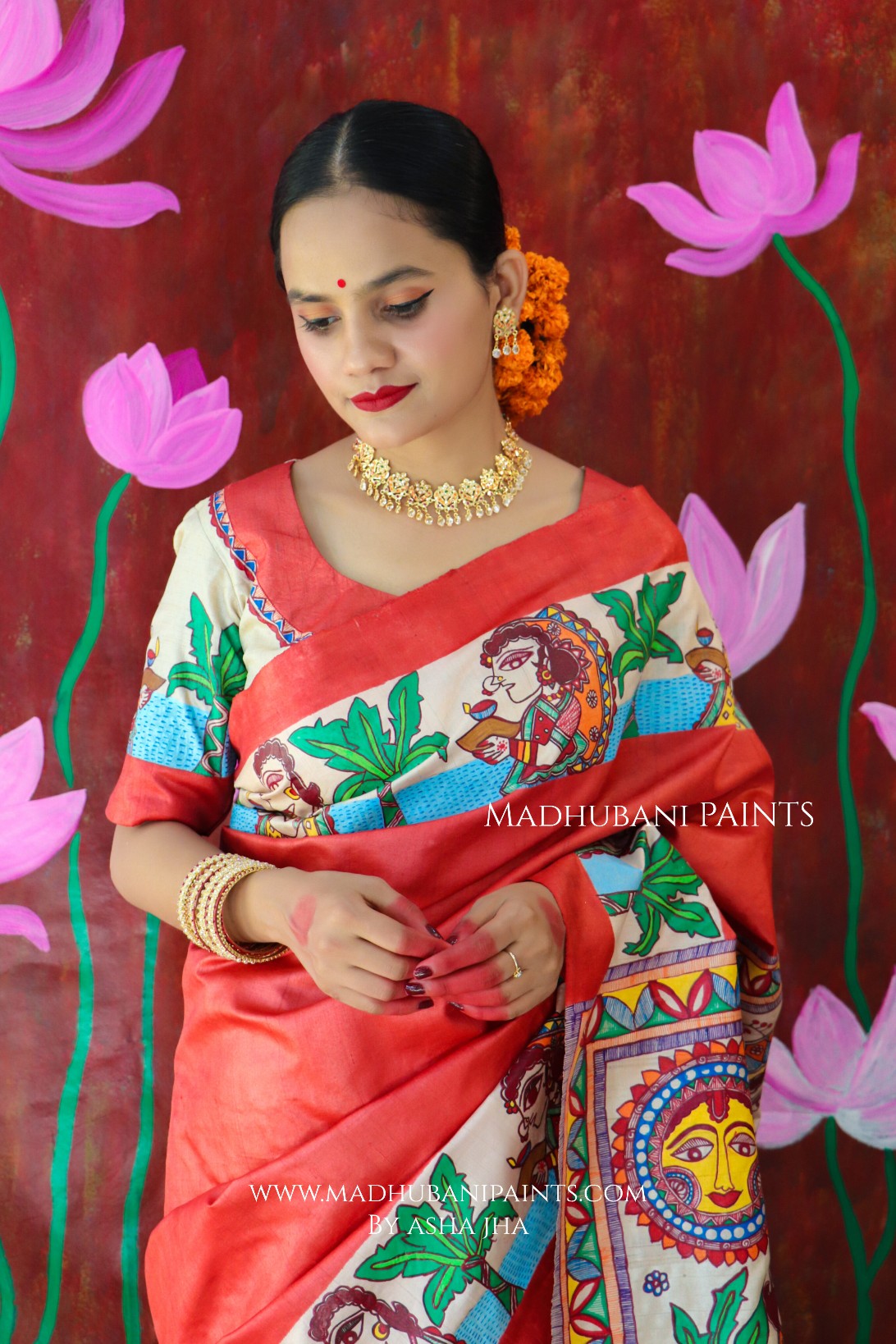 CHHATH POOJA SHAKTI Handpainted Madhubani Tussar Silk Saree