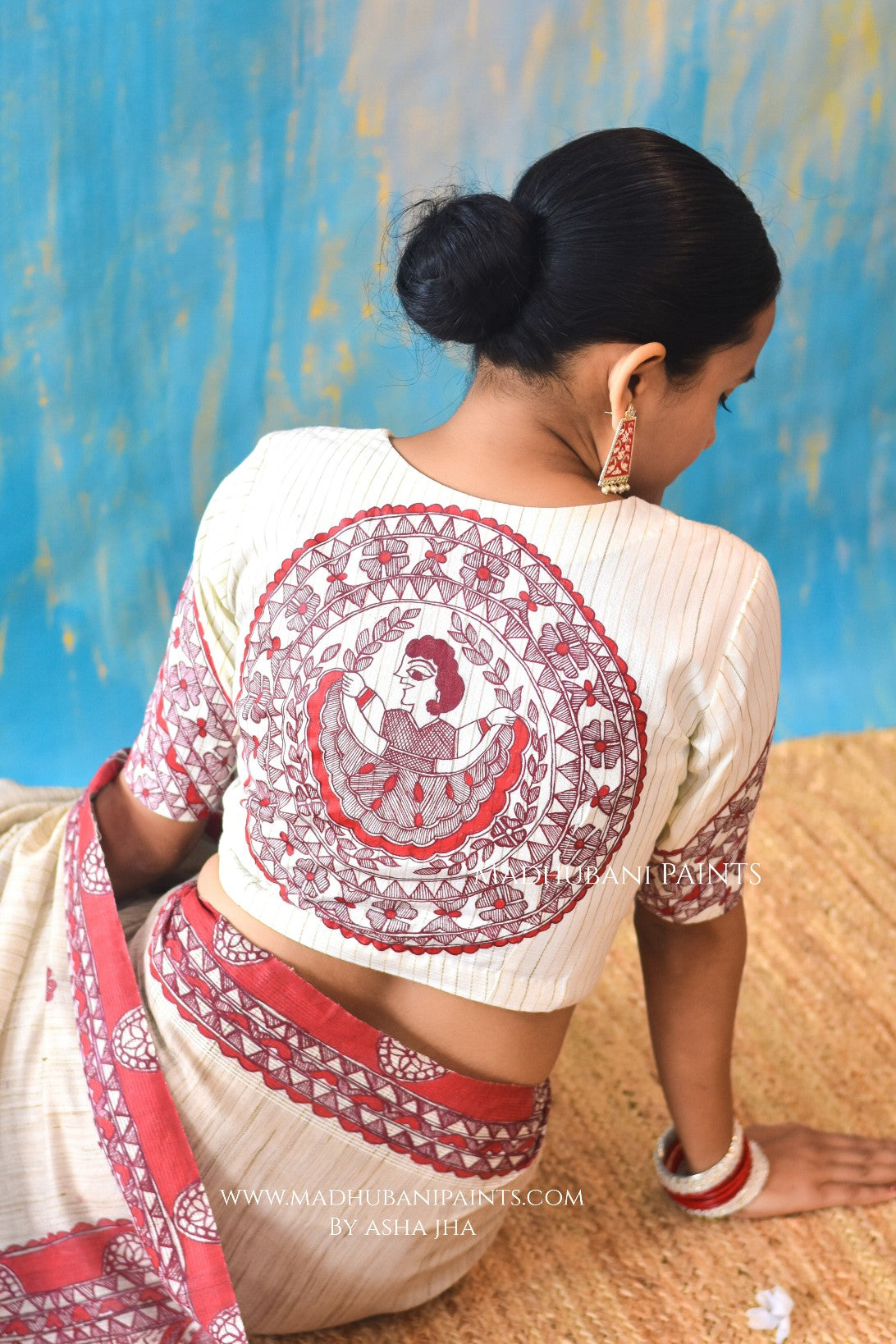 LAAL GUDIYA Hand-painted Madhubani Chanderi Blouse