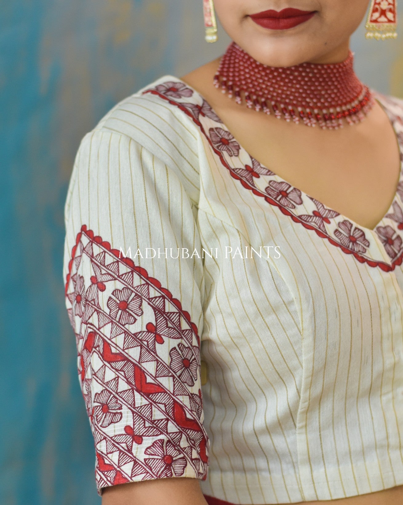 LAAL GUDIYA Hand-painted Madhubani Chanderi Blouse