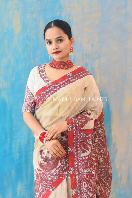 LAAL GUDIYA Hand-painted Madhubani Chanderi Blouse