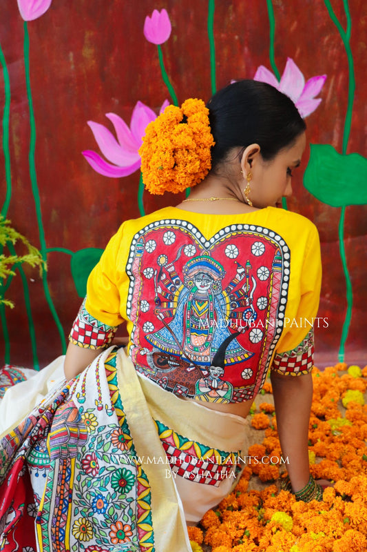 'ROOPVARDHINI' Handpainted Madhubani Cotton Blouse