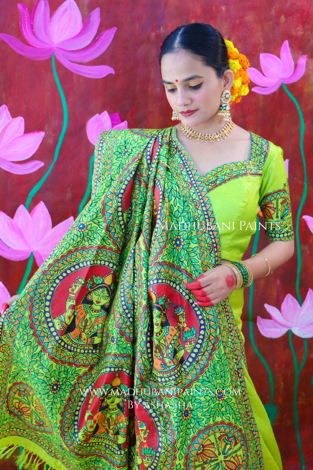 'SANSKRITI' Handpainted Madhubani Tussar Silk Saree