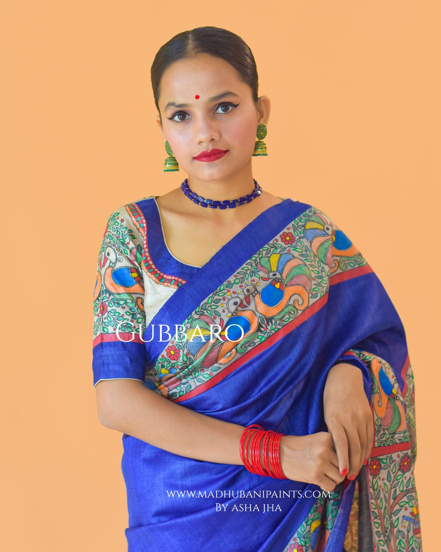 'MANMOHANA' Hand-painted Madhubani Tussar Silk Blouse