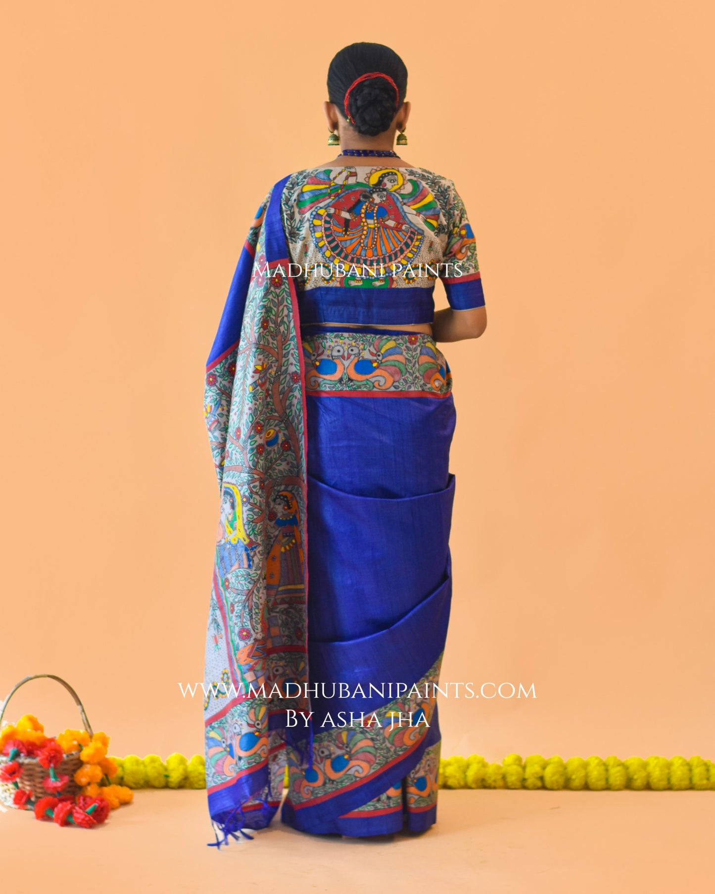 'MANMOHANA' Madhubani Hand-painted Tussar Silk Saree