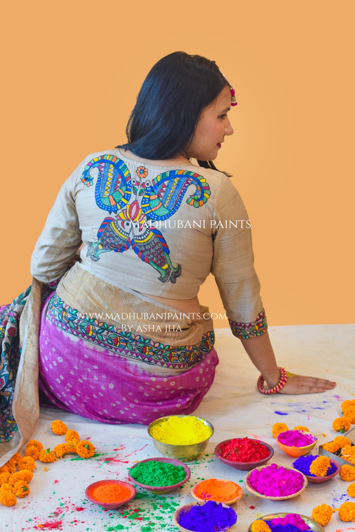 PRAKRITIK MILAN Hand-painted Madhubani Tussar Silk Blouse