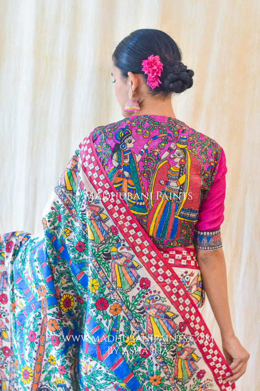 MADHURIMA Hand-painted Madhubani Tussar Silk Blouse