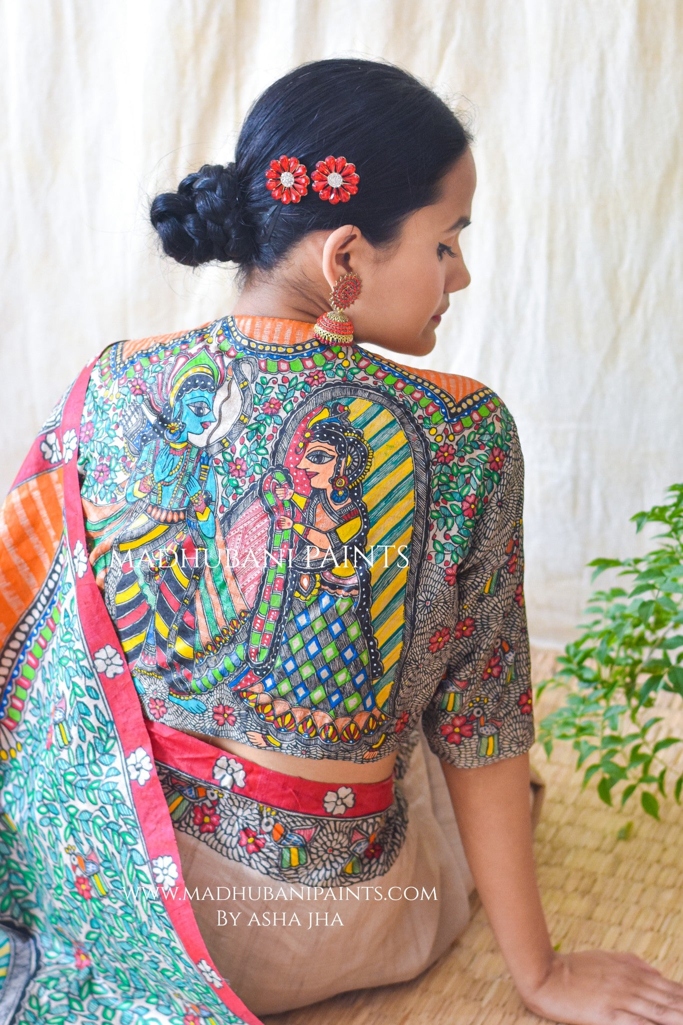 RAM SITA SWAYAMBAR Hand-painted Tusaar Silk Blouse