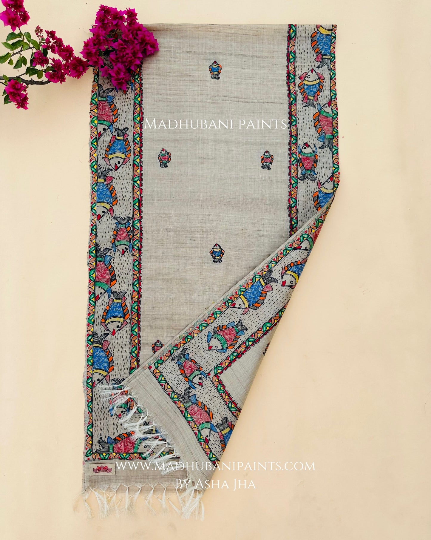 Surmai Hand-painted Tussar Silk Stole