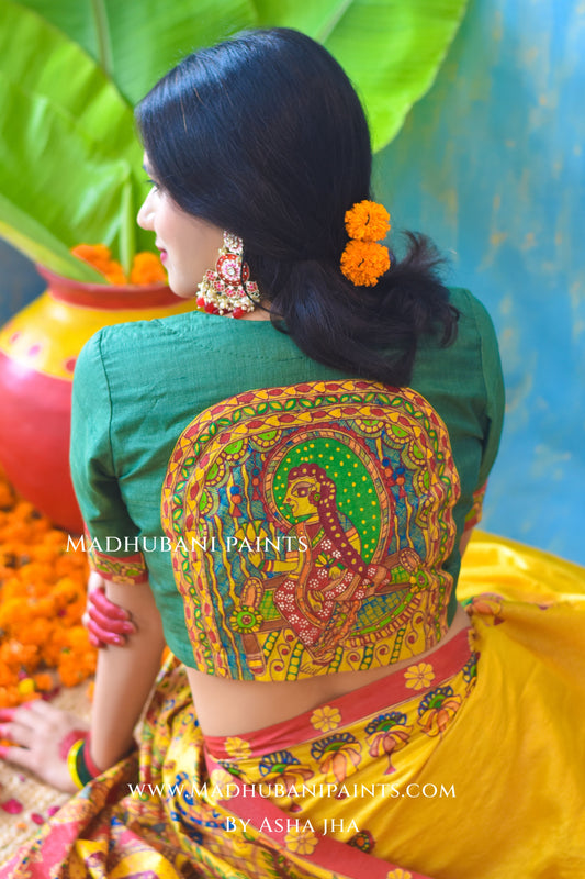 KUMARI BHOJAN Hand-painted Tussar Silk Blouse