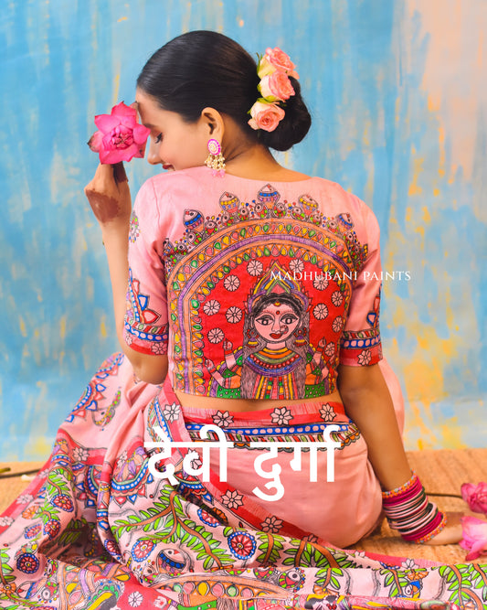 PADAMSUNDARI Hand-painted Madhubani Tussar Silk Blouse