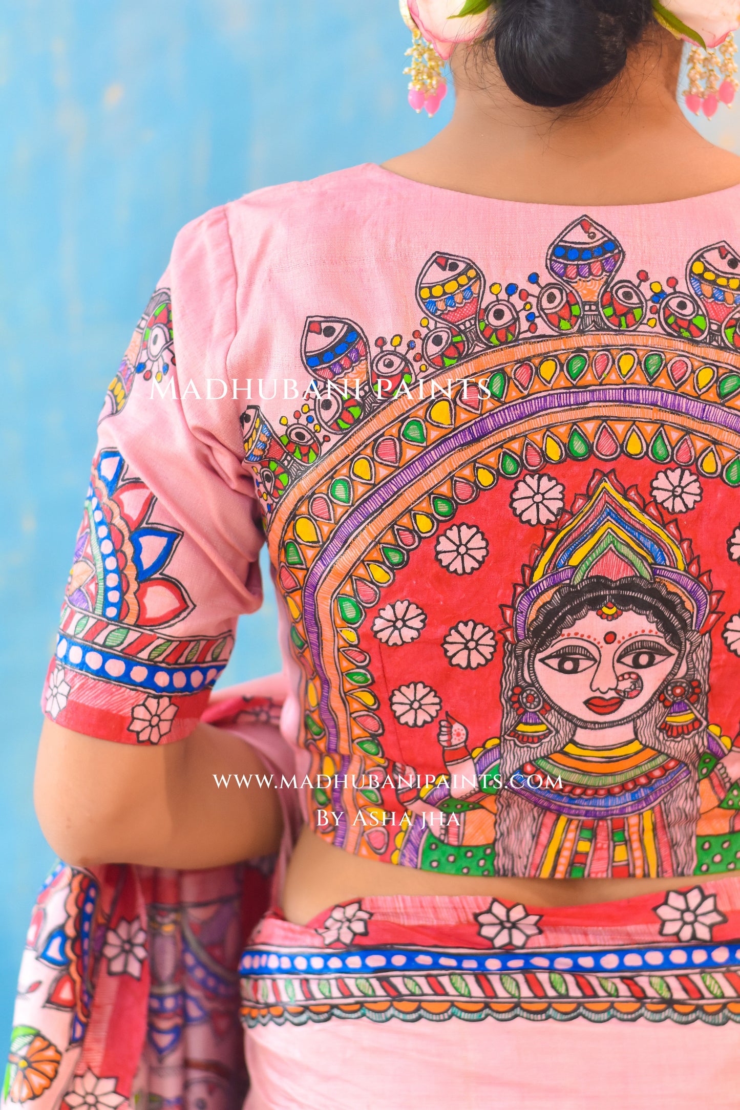 PADAMSUNDARI Hand-painted Madhubani Tussar Silk Blouse