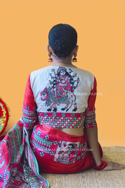 LAAL NARAYANI Hand-painted Tussar Silk Blouse