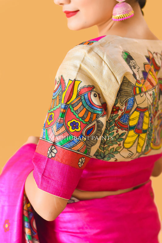 PAVAN VIVAAH Hand-painted Madhubani Tussar Silk Blouse