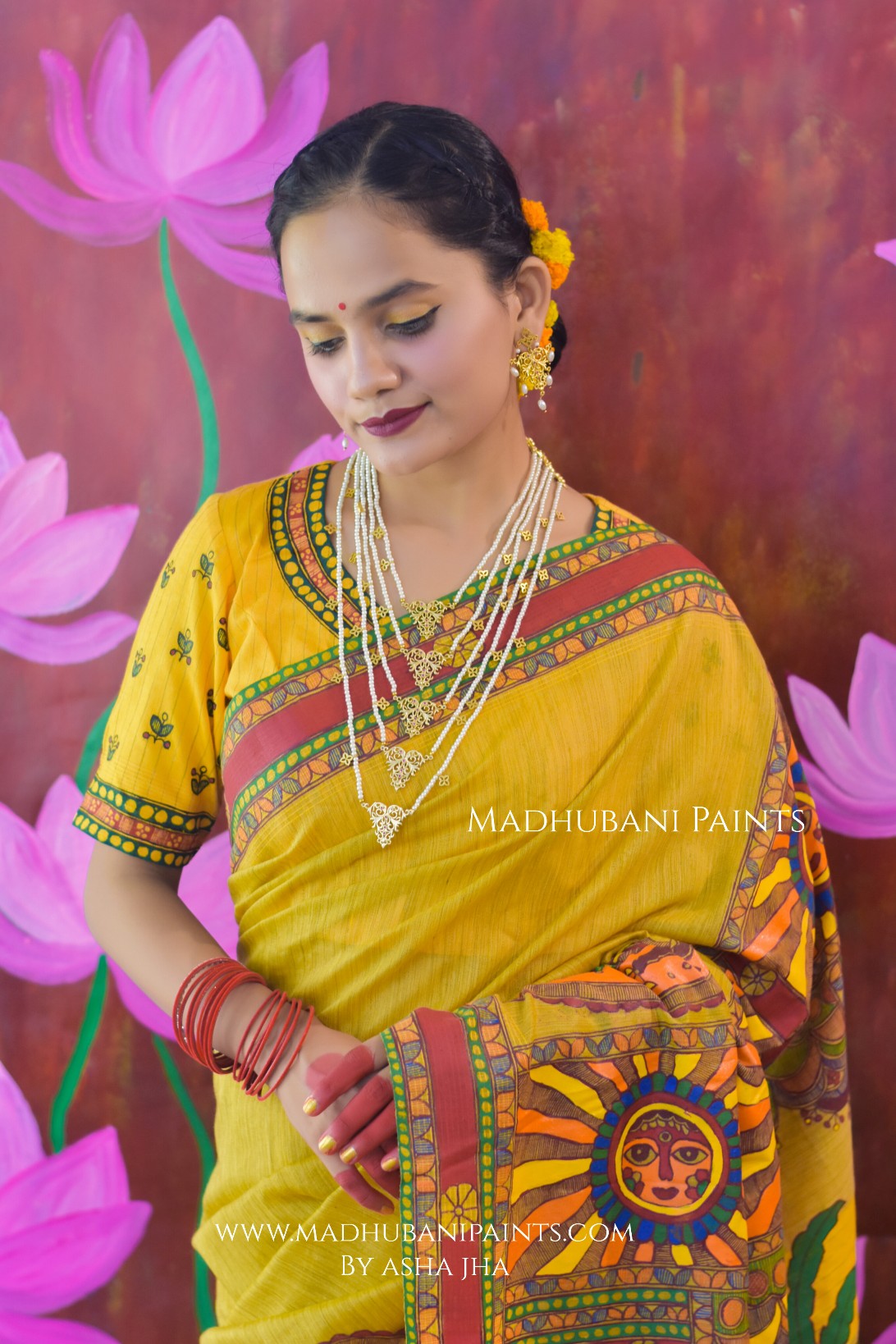 CHHATH MAHOTSAV Handpainted Madhubani Chanderi Saree