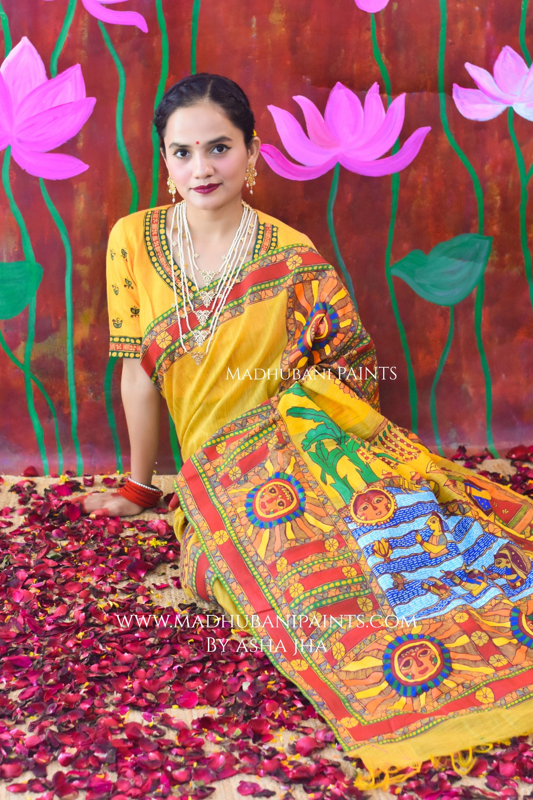 CHHATH MAHOTSAV Handpainted Madhubani Chanderi Saree