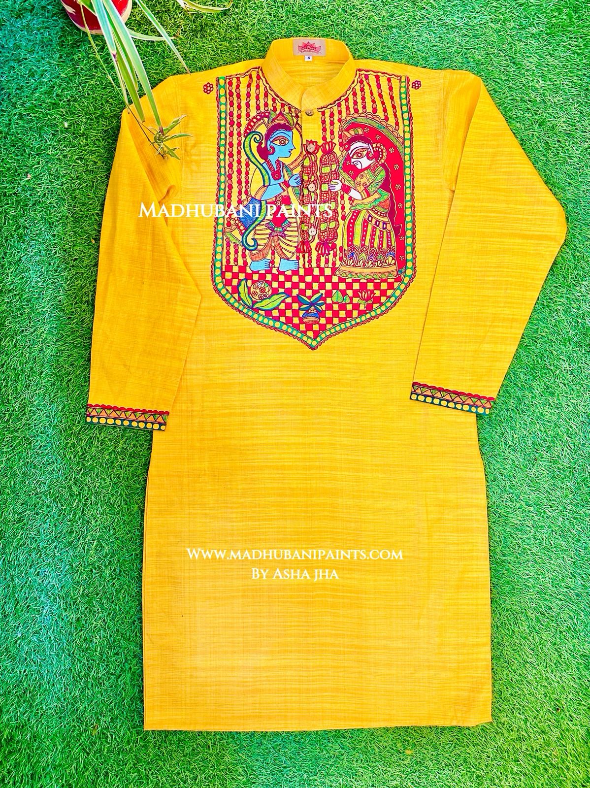 Swyambar Mithila Border Hand-painted Handloom Men's Cotton Kurta