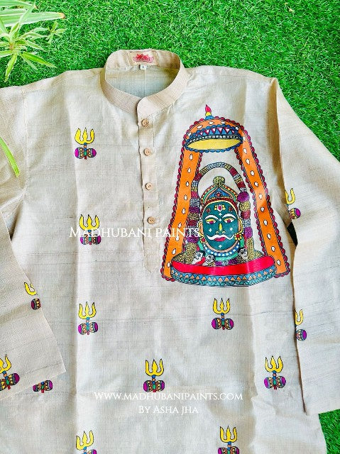 KAAL BHAIRAV Hand-painted Handloom Men's Tussar Silk Kurta