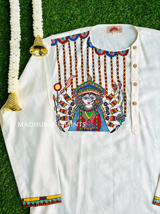 ROOPAVARDHINI Hand-painted  Madhubani Men's Cotton Kurta