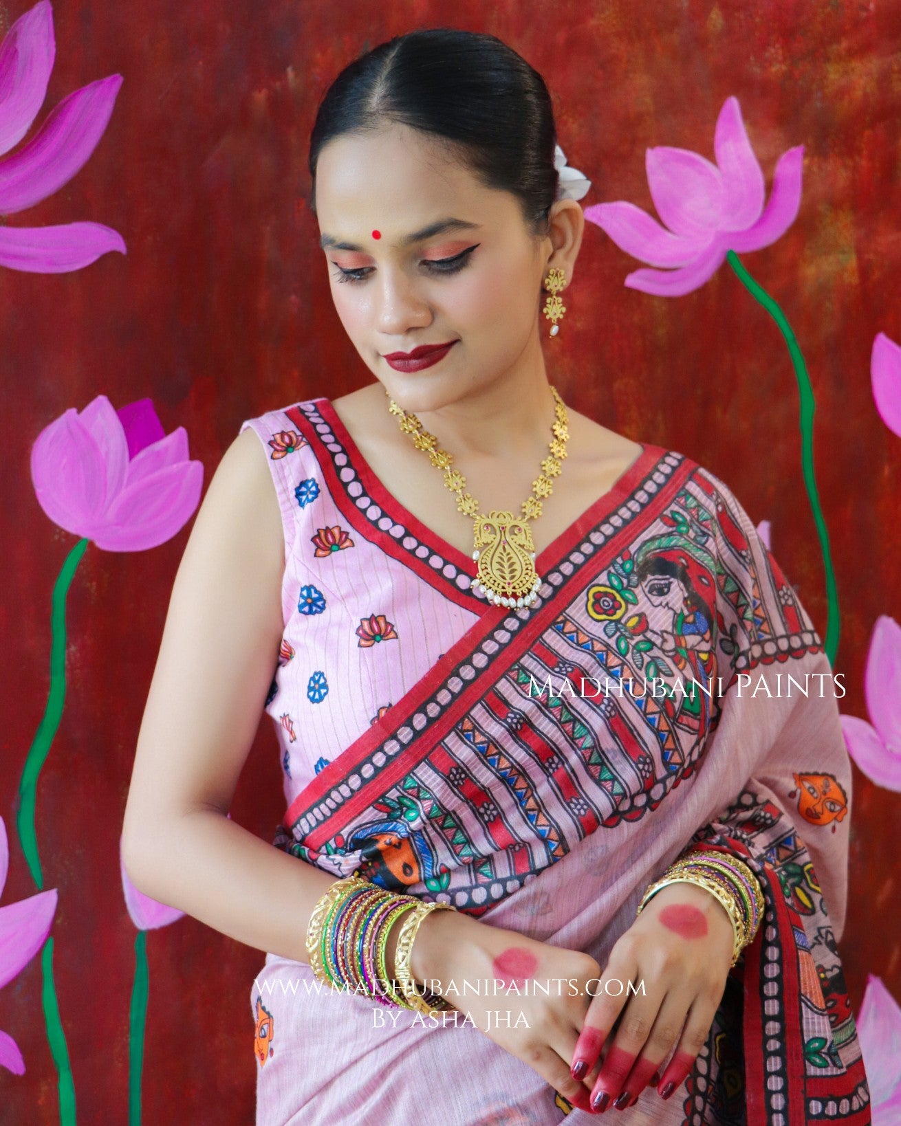 'BHARGAVI' Handpainted Madhubani Chanderi Blouse