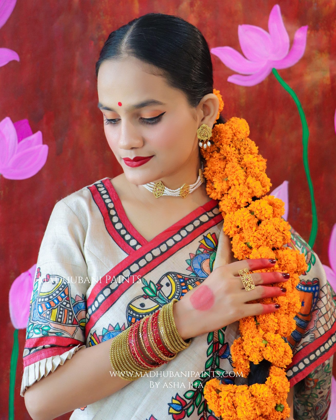 'MALINI' Handpainted Madhubani Tussar Silk Saree