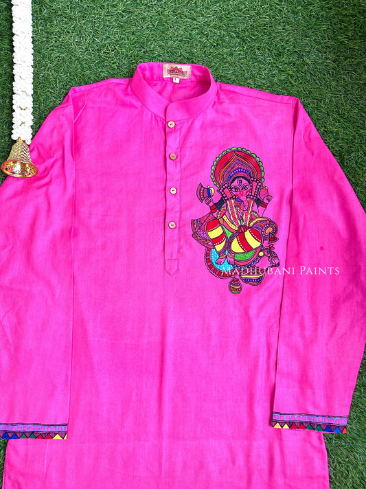 PADMANABHA SAHODARI Hand-painted Handloom Men's Cotton Kurta