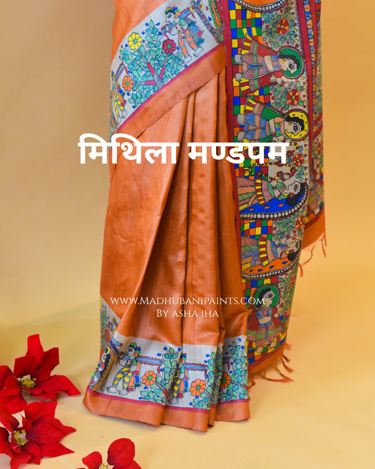 MITHILA MADAPAM Hand-painted Tussar Silk Saree