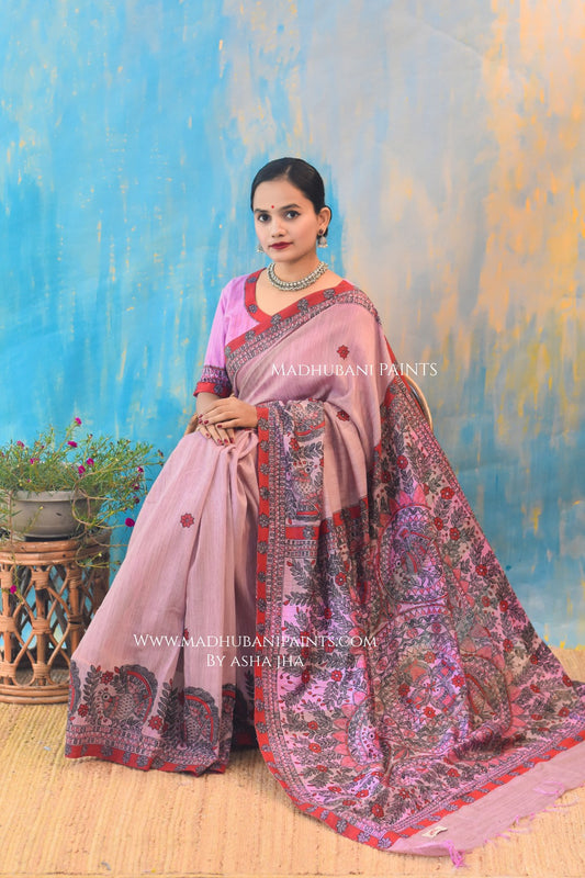 BASANT BAHAR Hand-painted Madhubani Chanderi Saree