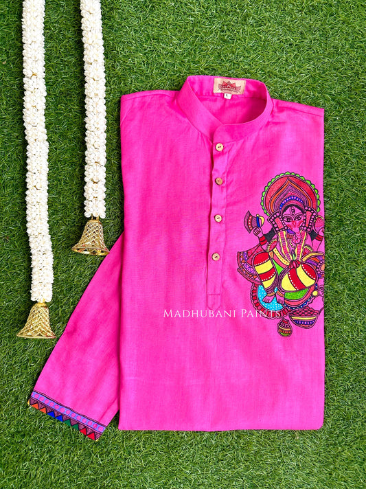 PADMANABHA SAHODARI Hand-painted Handloom Men's Cotton Kurta