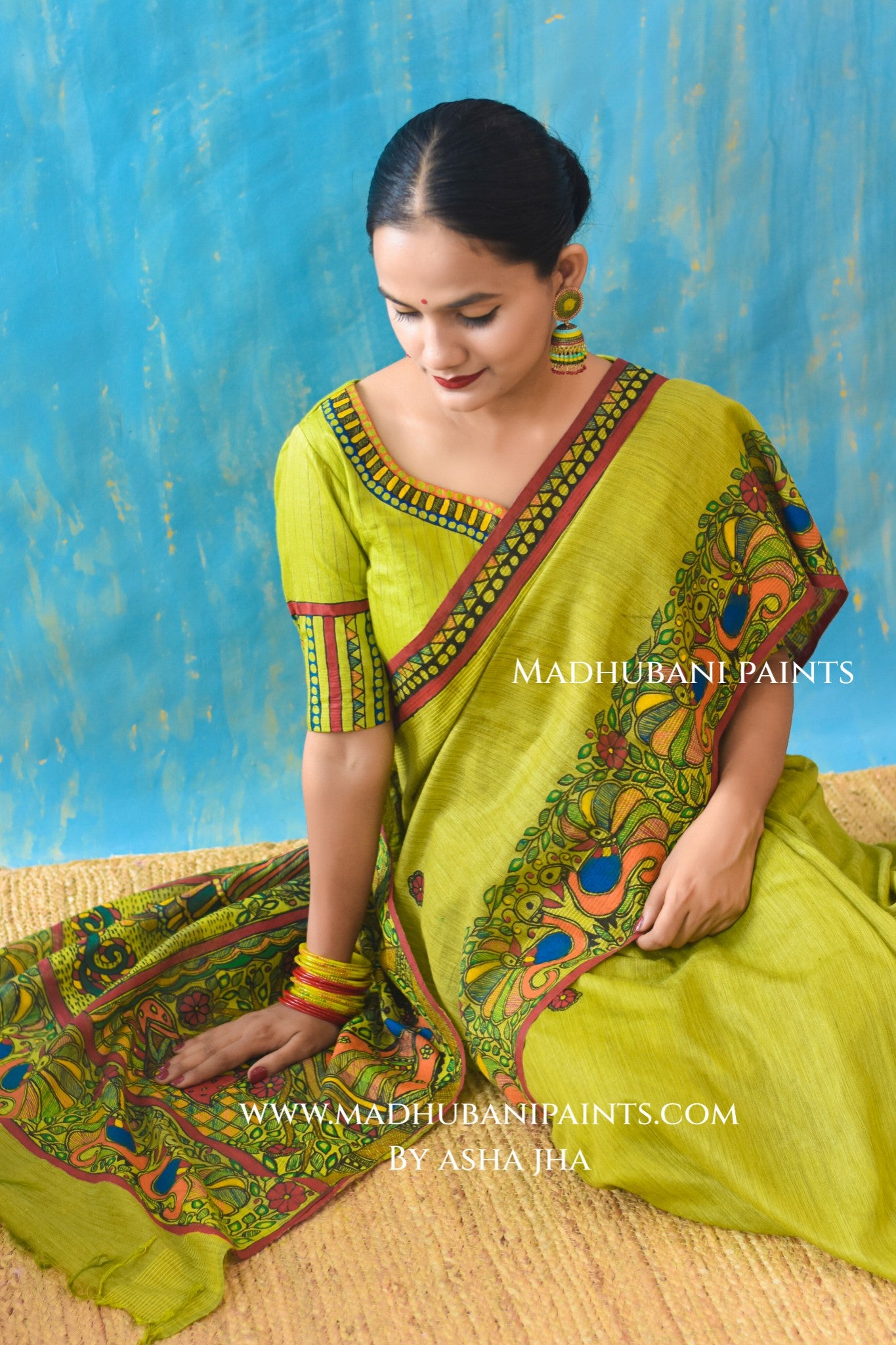 RADHA RANI Hand-painted Madhubani Chanderi Saree