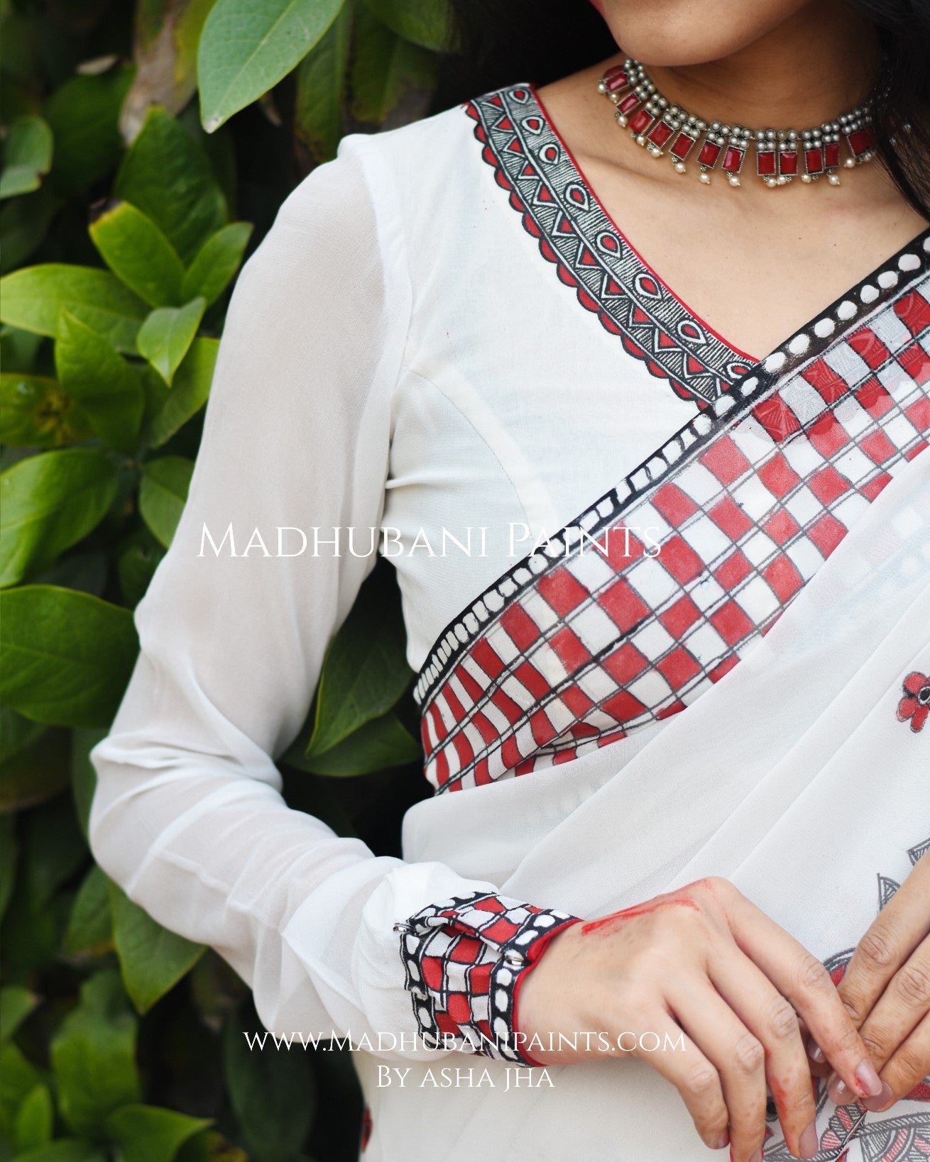 KALRAV Hand-painted Madhubani Georgette Blouse