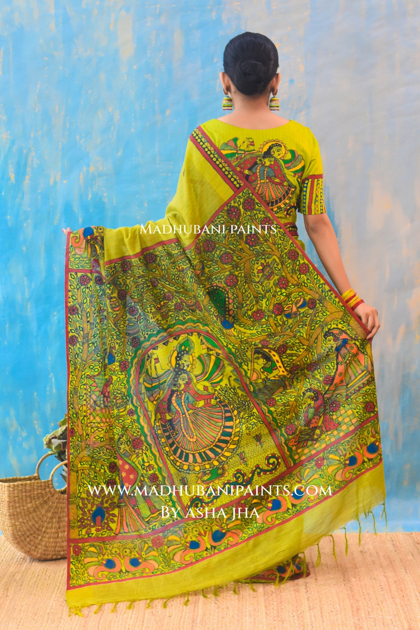 RADHA RANI Hand-painted Madhubani Chanderi Saree