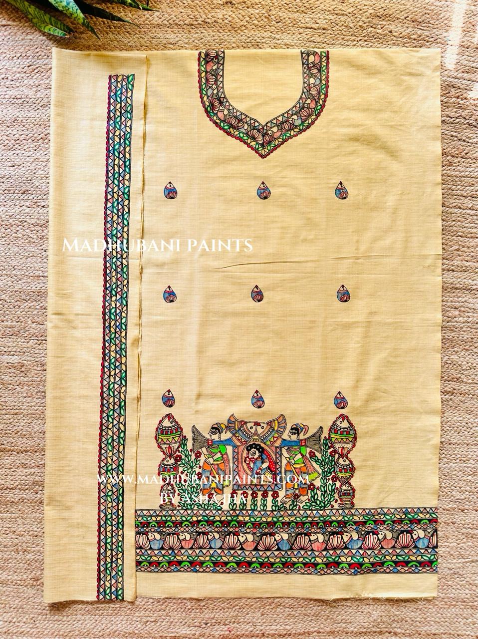 Doli Bidaai Hand painted Unstitched Cotton Suit Set