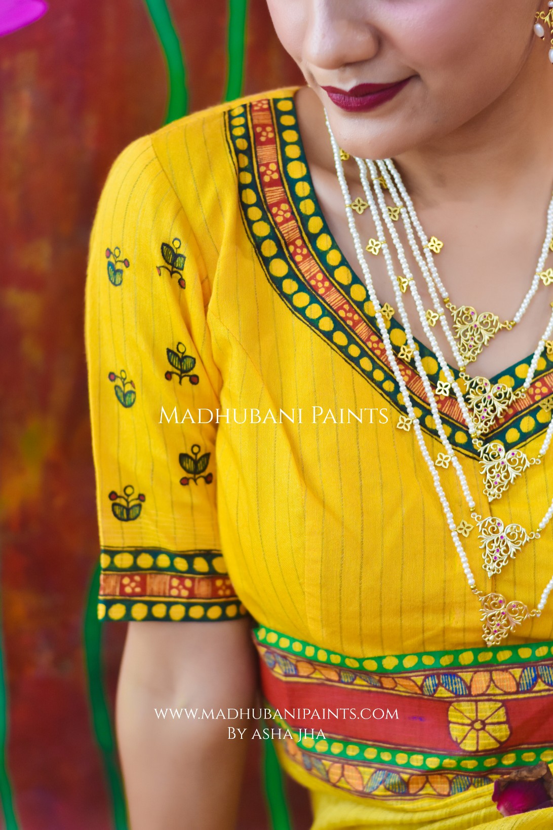 CHHATH MAHOTSAV Handpainted Madhubani Chanderi Blouse