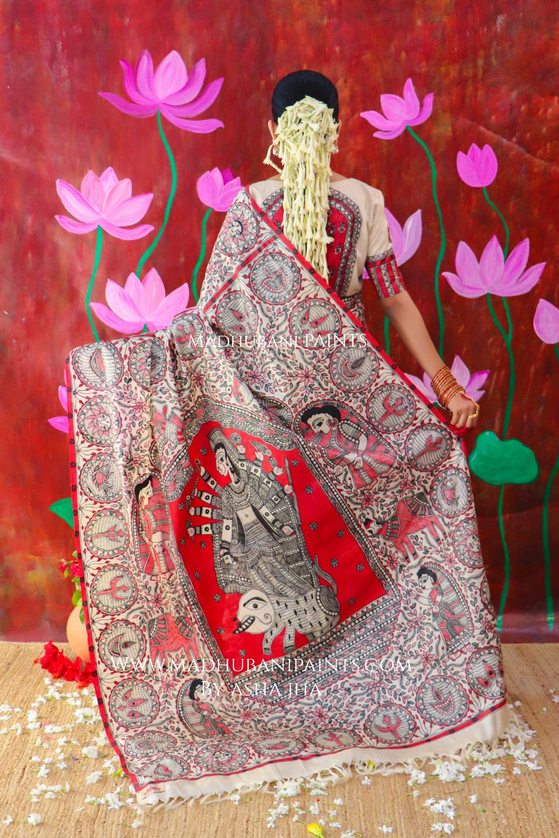 "MADHUMATI" Handpainted Madhubani Tussar Silk Saree