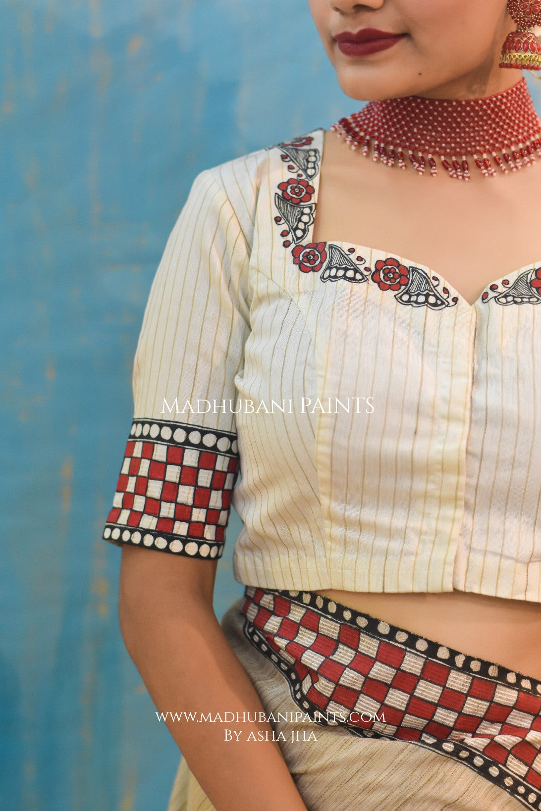 NADI KINARE Hand-painted Madhubani Chanderi Blouse