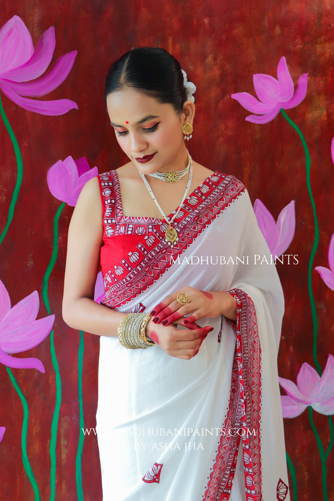 'KAMALATMIKA' Handpainted Madhubani Georgette Blouse