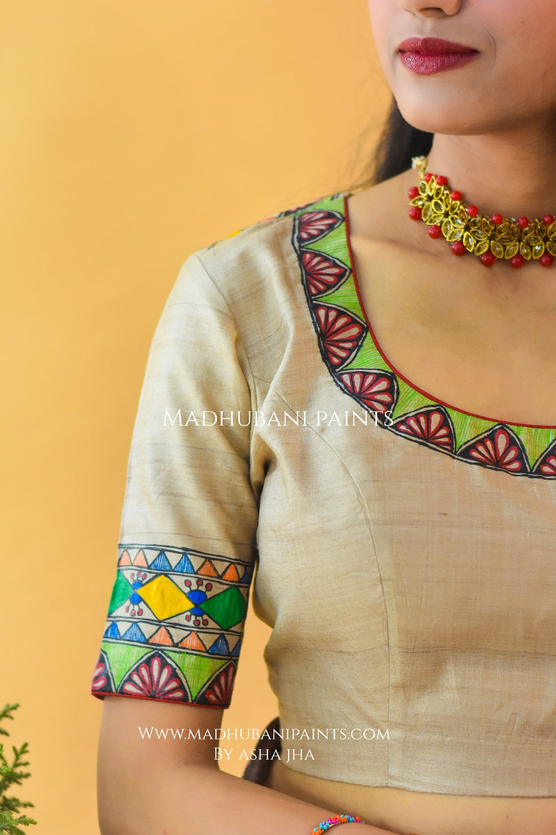 SUNDERBAN SAHELI Hand-painted Madhubani Tussar Silk Blouse