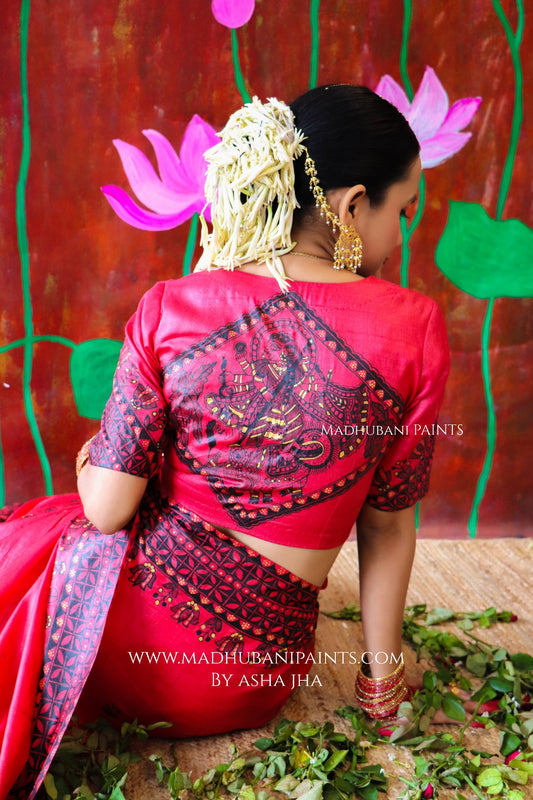 'UTKARSHINI' Handpainted Madhubani Tussar Silk Blouse