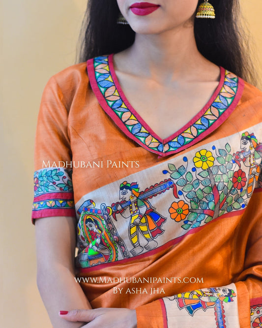 MITHILA MADAPAM Hand-painted Tussar Silk Blouse