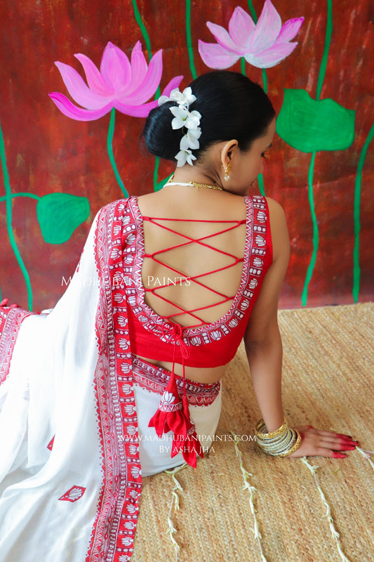 'KAMALATMIKA' Handpainted Madhubani Georgette Blouse