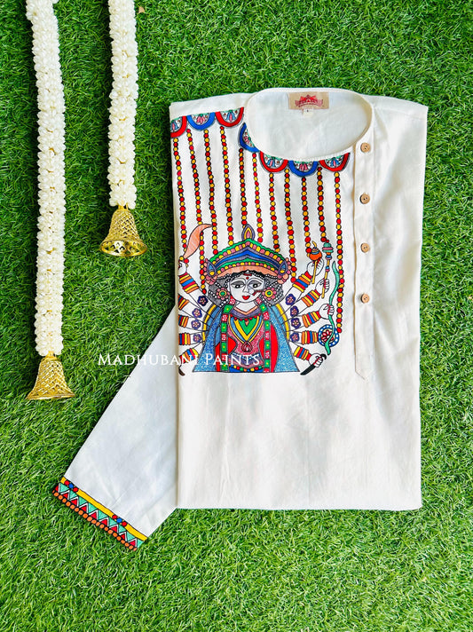 ROOPAVARDHINI Hand-painted  Madhubani Men's Cotton Kurta