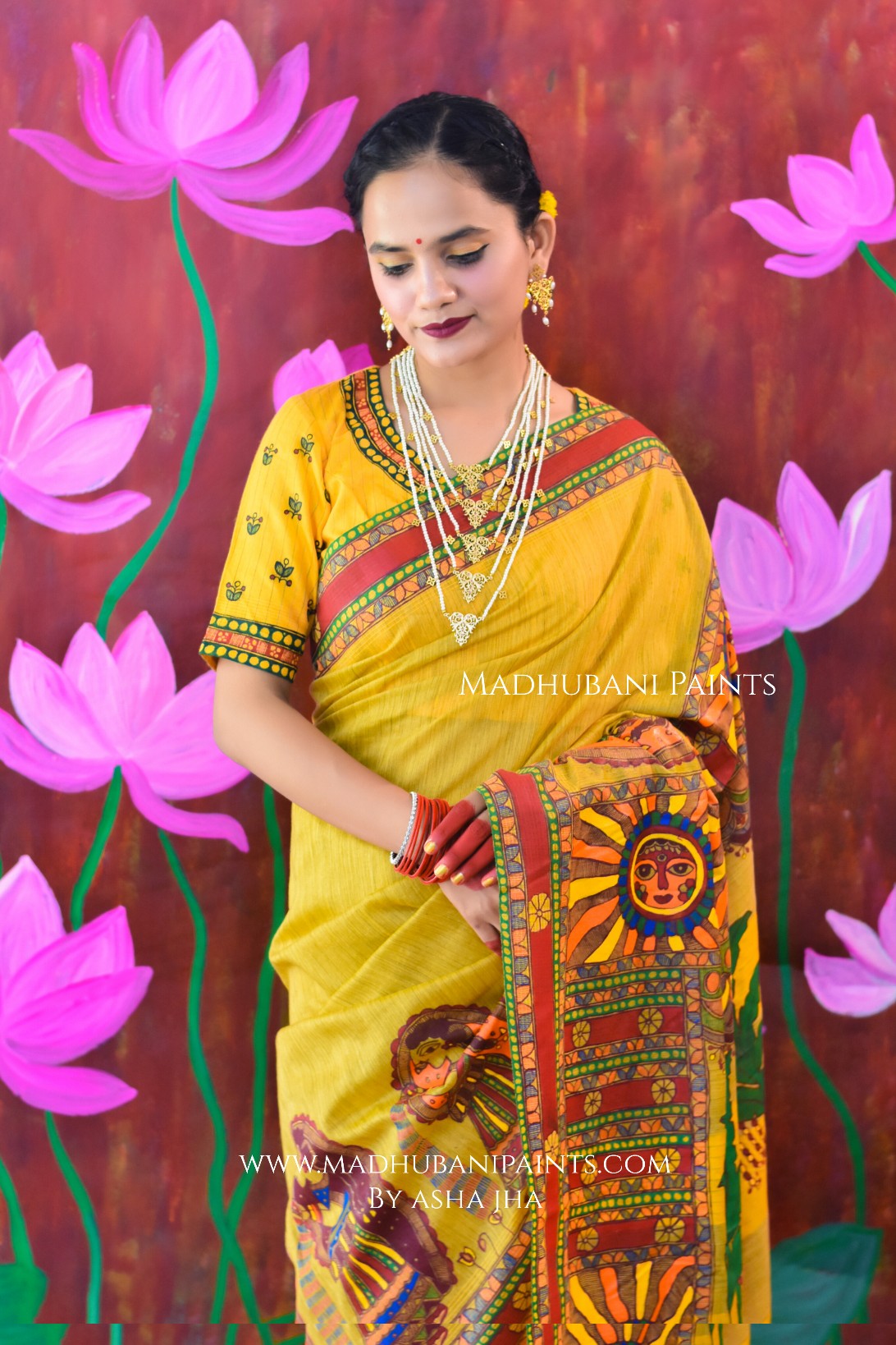 CHHATH MAHOTSAV Handpainted Madhubani Chanderi Saree