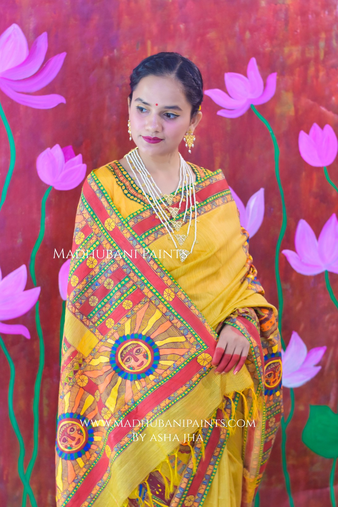 CHHATH MAHOTSAV Handpainted Madhubani Chanderi Saree