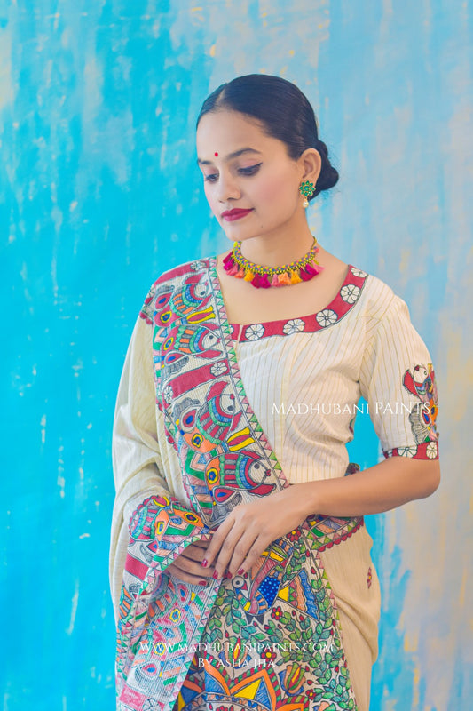 BAARAT BELA Hand-painted Madhubani Chanderi Blouse