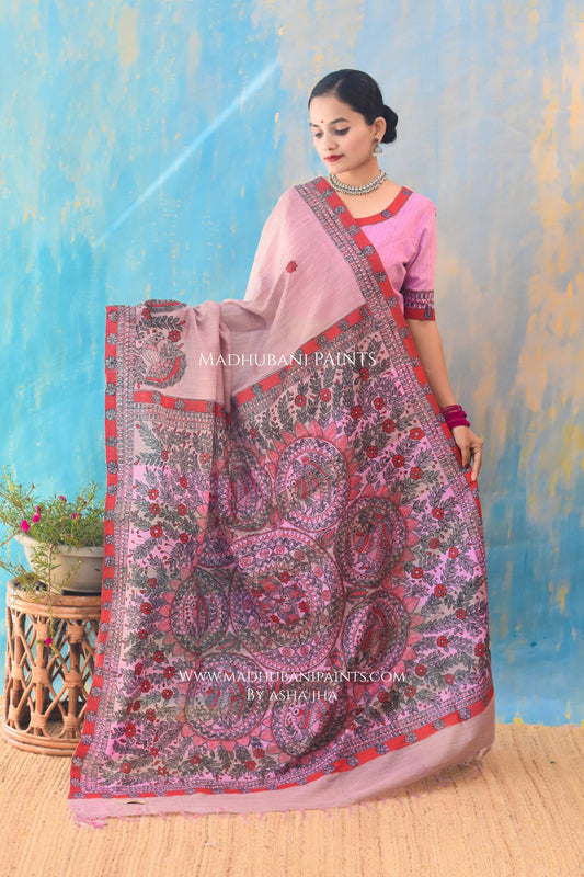 BASANT BAHAR Hand-painted Madhubani Chanderi Saree