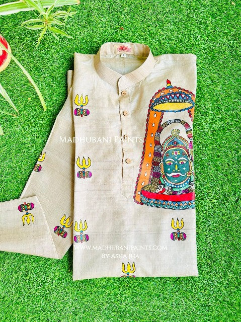 KAAL BHAIRAV Hand-painted Handloom Men's Tussar Silk Kurta