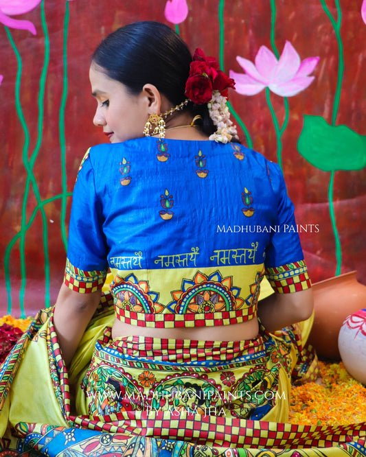 "KAMAKSHI" Handpainted Madhubani Tussar Silk Blouse