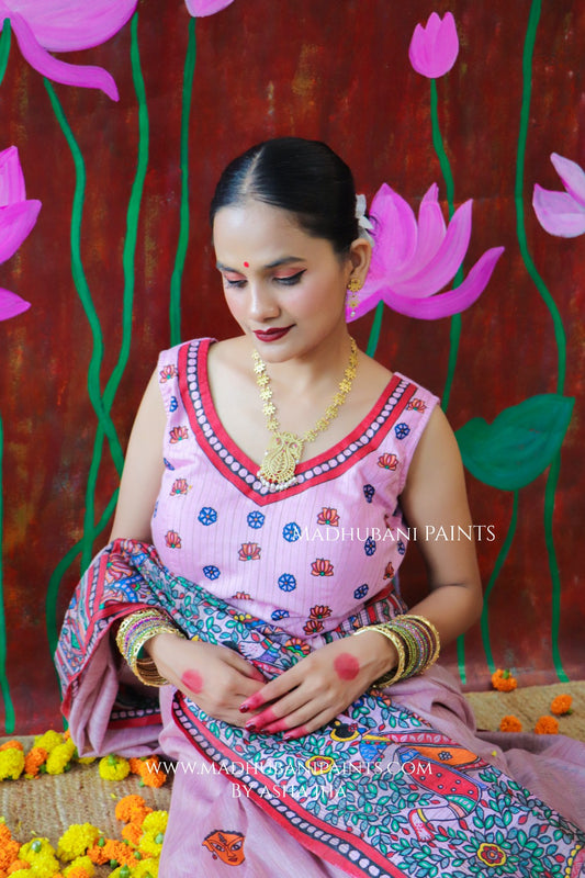 'BHARGAVI' Handpainted Madhubani Chanderi Blouse